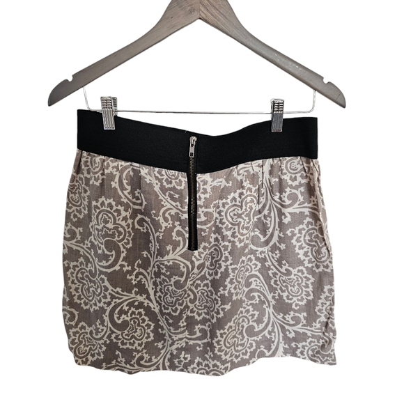 Ann Taylor loft linen mini skirt Bubble taupe white elastic size 6 - Picture 2 of 6